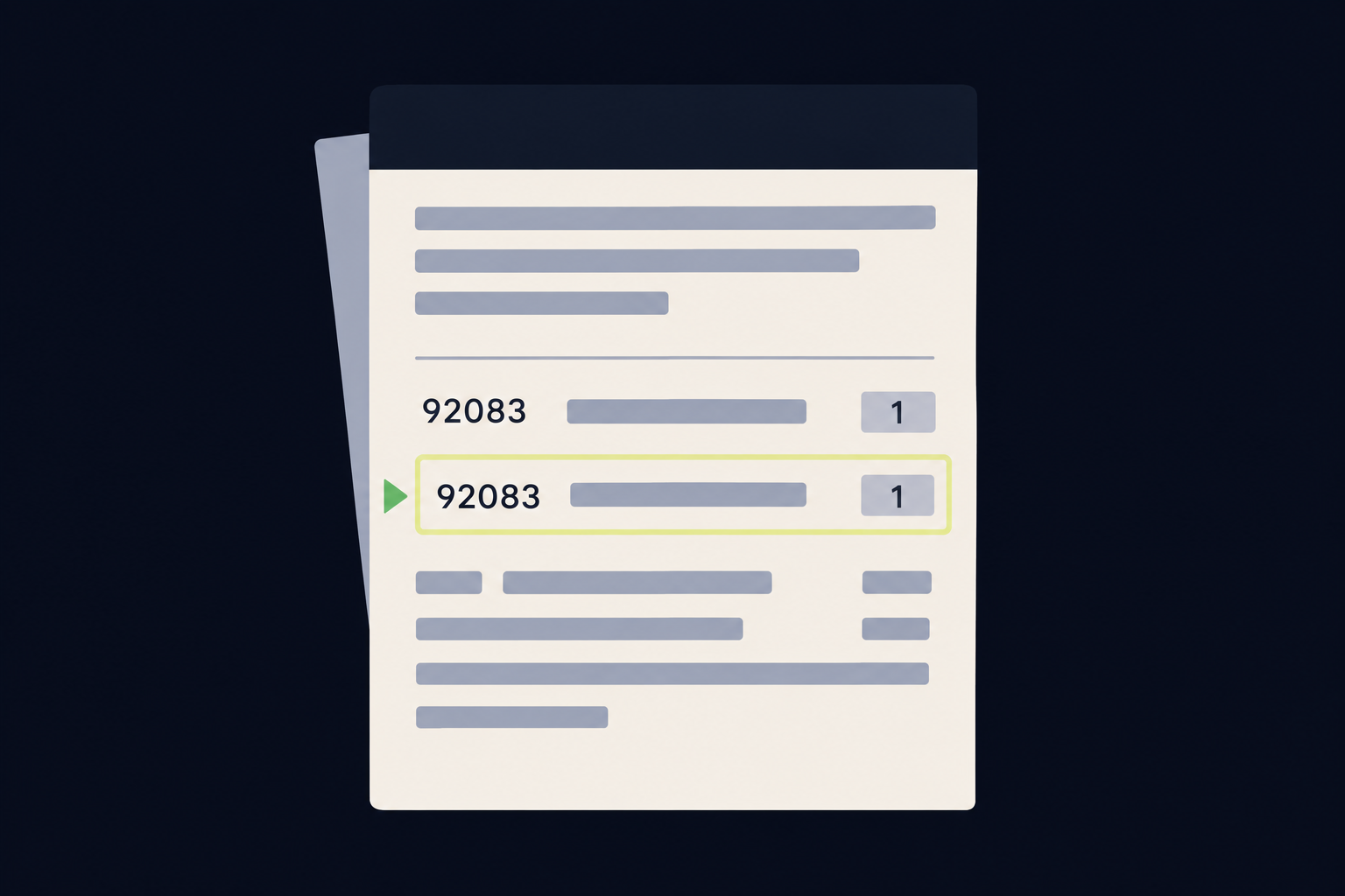 92083 cpt code duplicate claim line Claim form with two identical 92083 lines, the duplicate second line ringed in lime